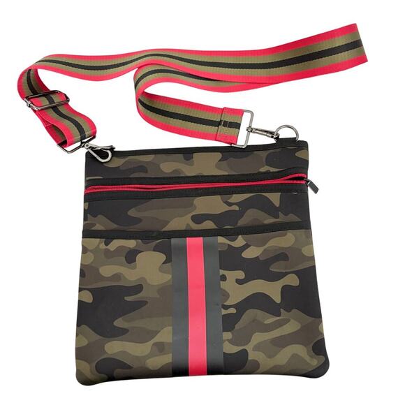 Haute Handbags - Haute Shore Crossbody Camo Stripe Adjustable Strap Y2K Streetwear Ballet grunge